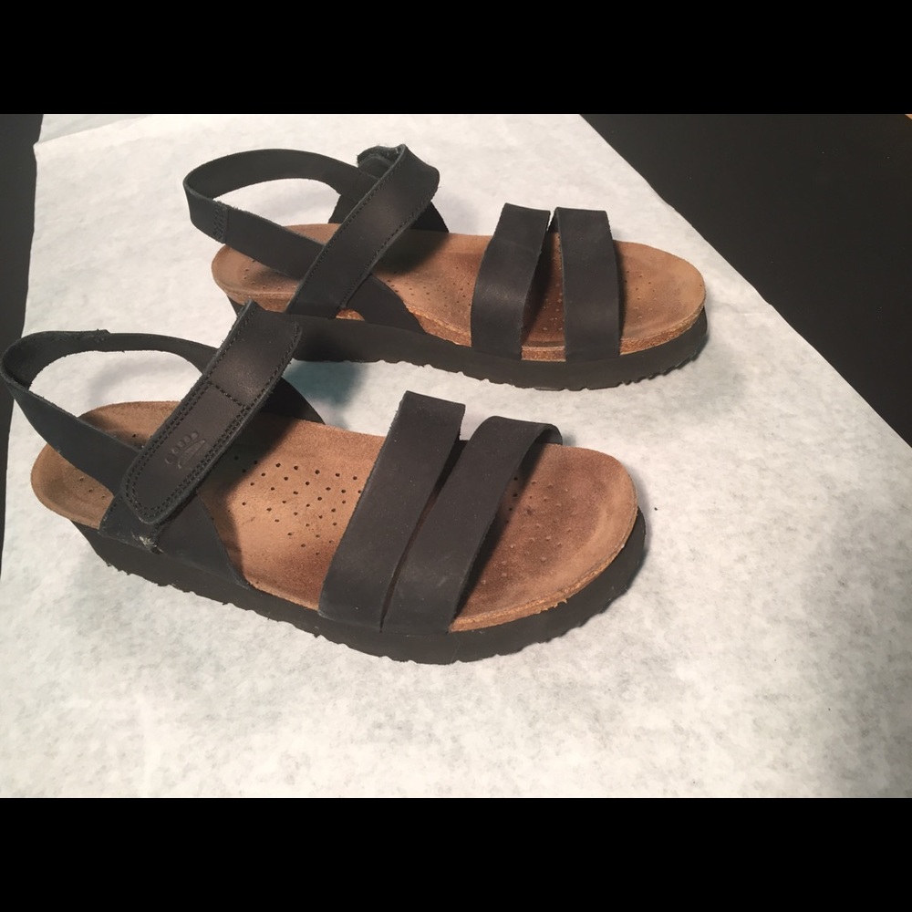 Spring Step sandals in black nubuck